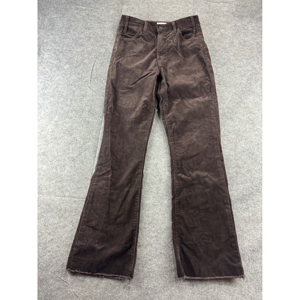 Mother The Hustler‎ Ankle Fray Corduroy Pants Brown High Rise Flare Jeans 26
